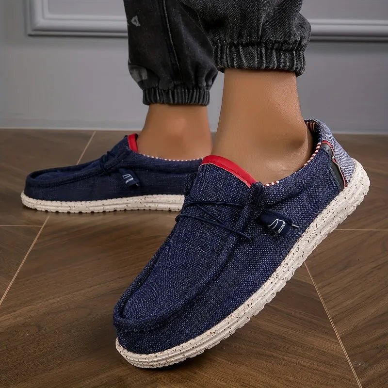 Men's Shoes Canvas Loafers Comfortable Breathable Men's Casual Shoes Driving Shoes Vulcanized Shoes Flat Shoes Men Walking Shoes