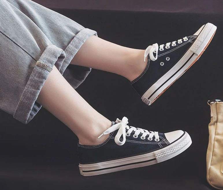 Canvas Shoes for Women Flat Whit Lace Up Spring Autumn Woman Footwear Original New in High Quality Trends 2025 Daily Routine 39