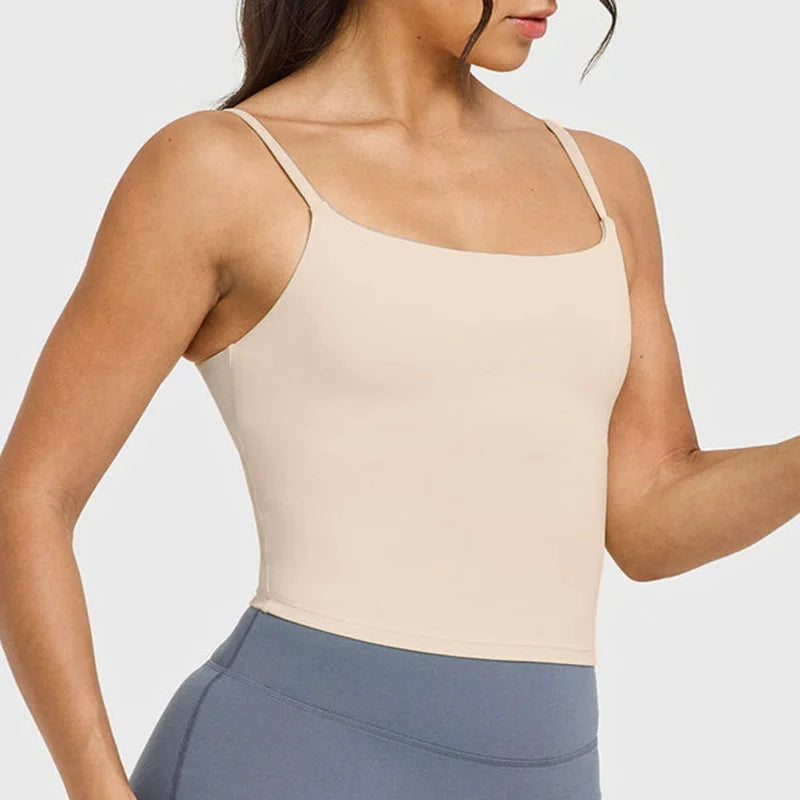 Women's Yoga Sports Vest – Built-in Bra with Chest Pad, Beautiful Back Suspenders, Running Fitness Tank Top for Gym