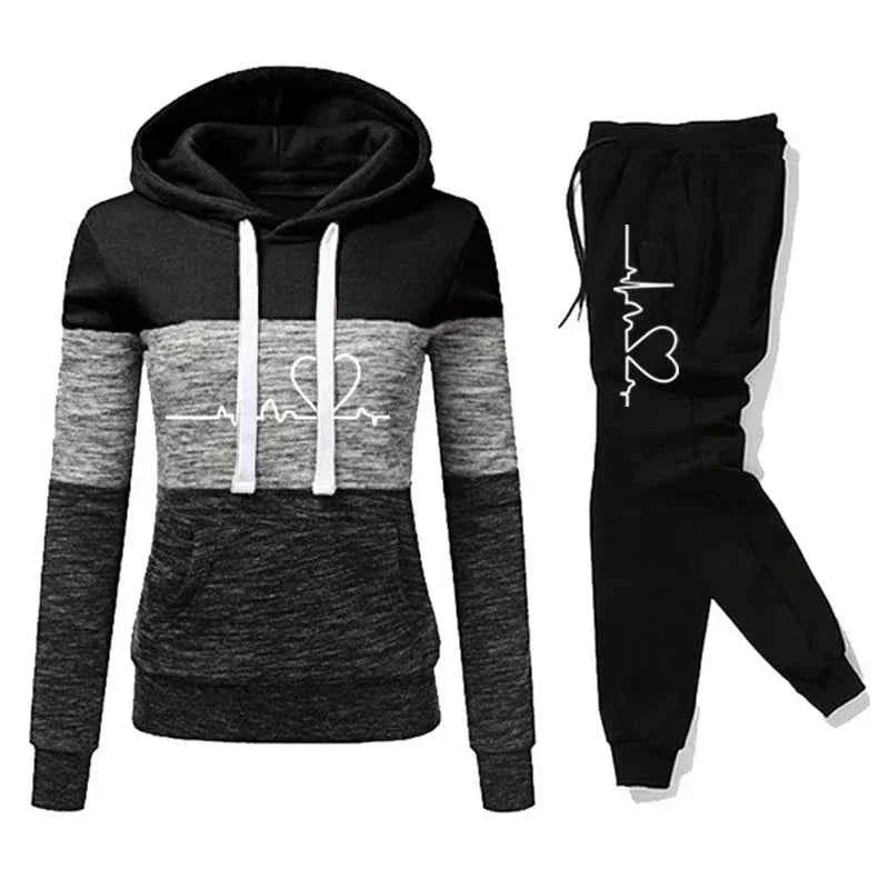 Women’s Colorblock Hooded Tracksuit Set S-3XL