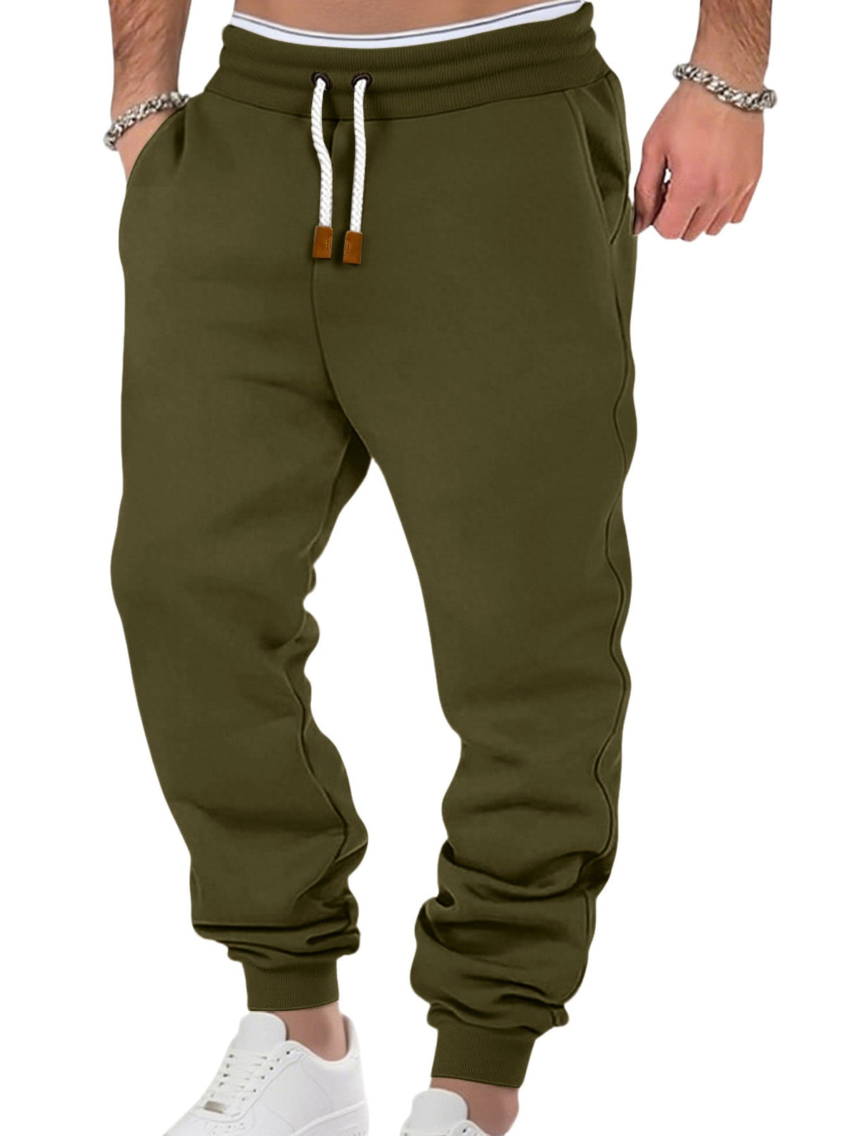 Male Solid Color Loose Cuffed Sports Casual Sweatpants