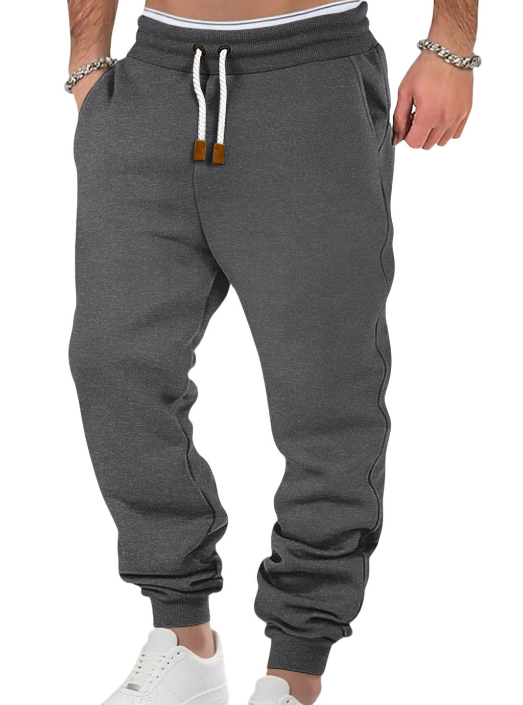 Male Solid Color Loose Cuffed Sports Casual Sweatpants