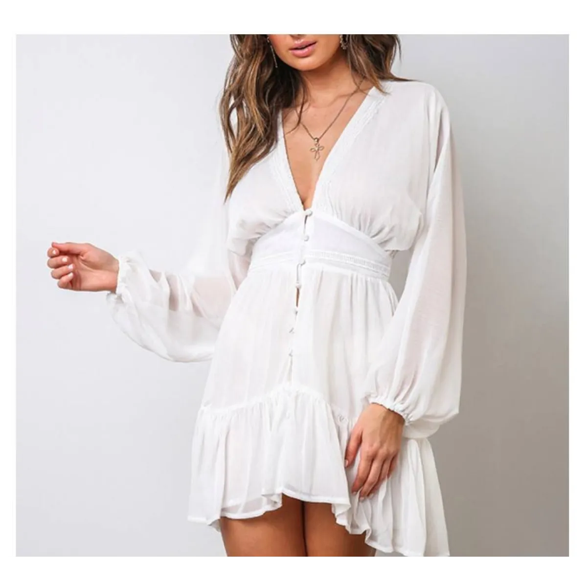 Deep-V Mini Dress