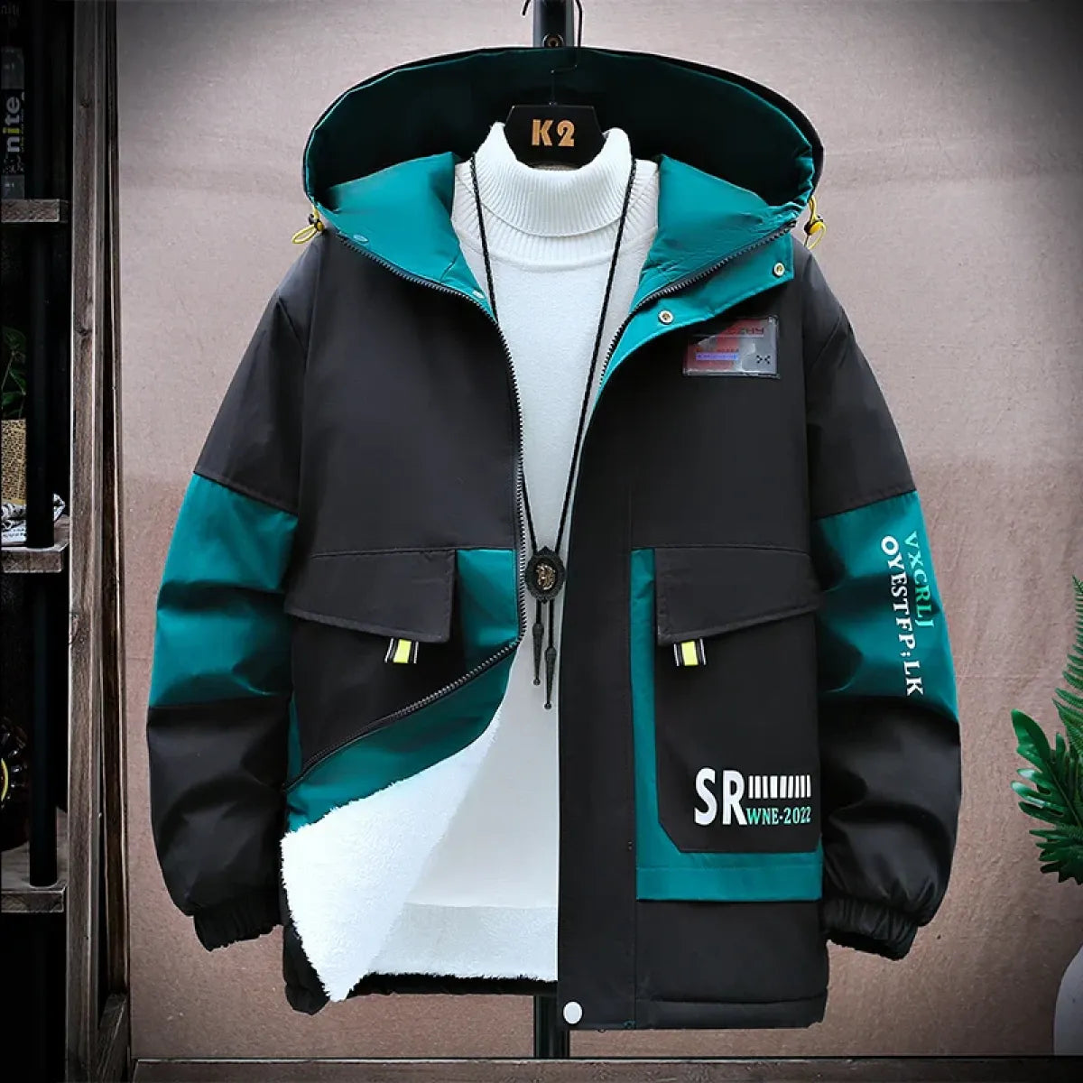Men's Color-Block Hooded Jacket
