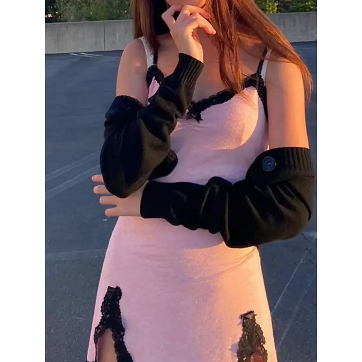 Pink Lace Strapless Dress - E-girl Streetwear
