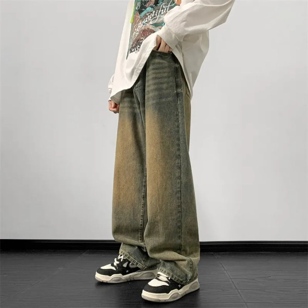 Vintage Wide Leg Denim Pants – Men's Harajuku Streetwear Jeans