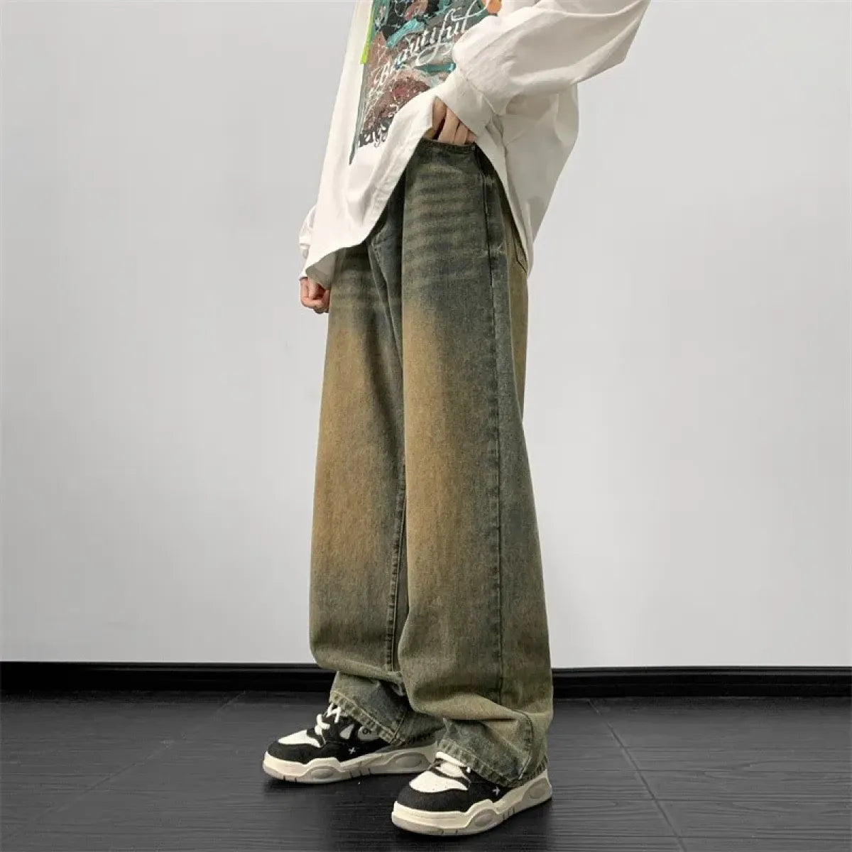 Vintage Wide Leg Denim Pants – Men's Harajuku Streetwear Jeans