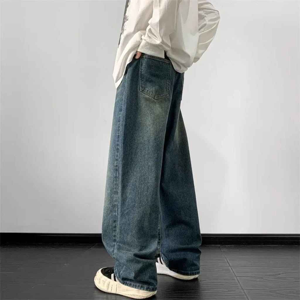 Vintage Wide Leg Denim Pants – Men's Harajuku Streetwear Jeans